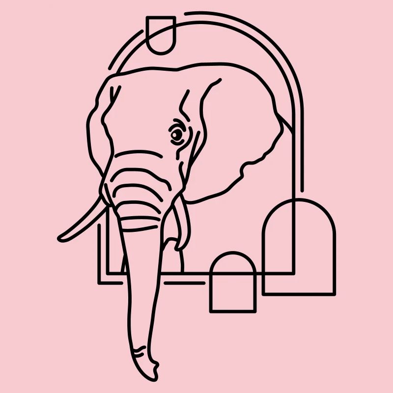 Éléphant en forme géométrique - Conception d’art au trait