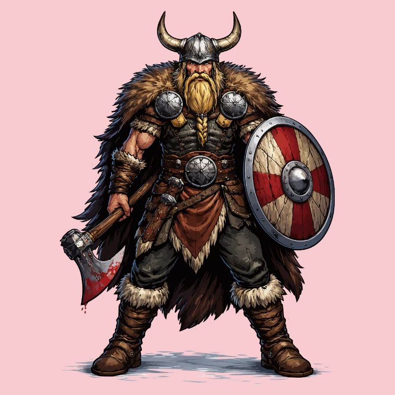 Viking Warrior with Shield and Axe