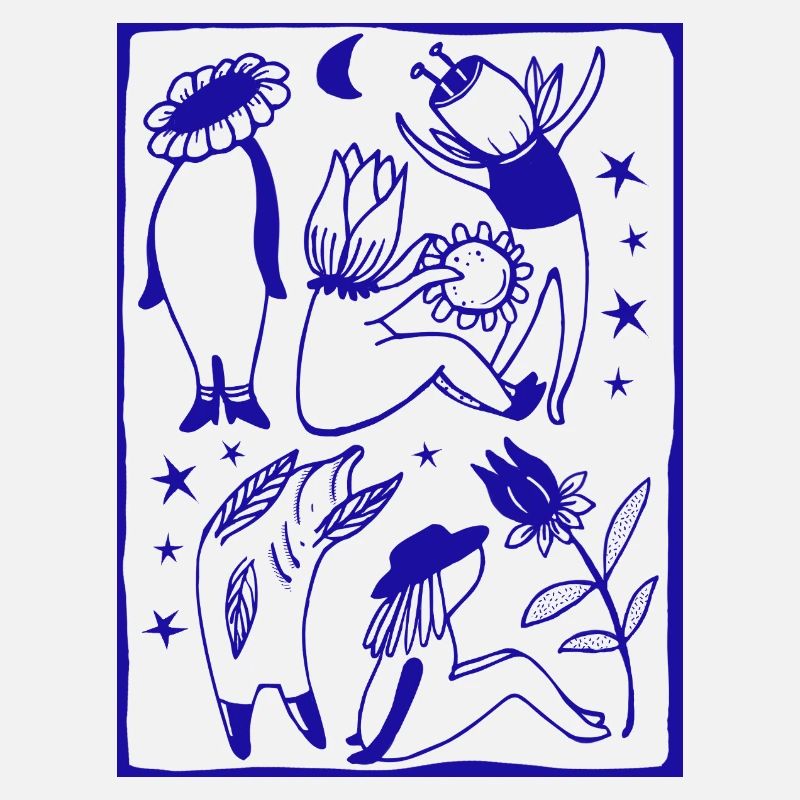 Figures de danse au clair de lune dans la forêt étoilée