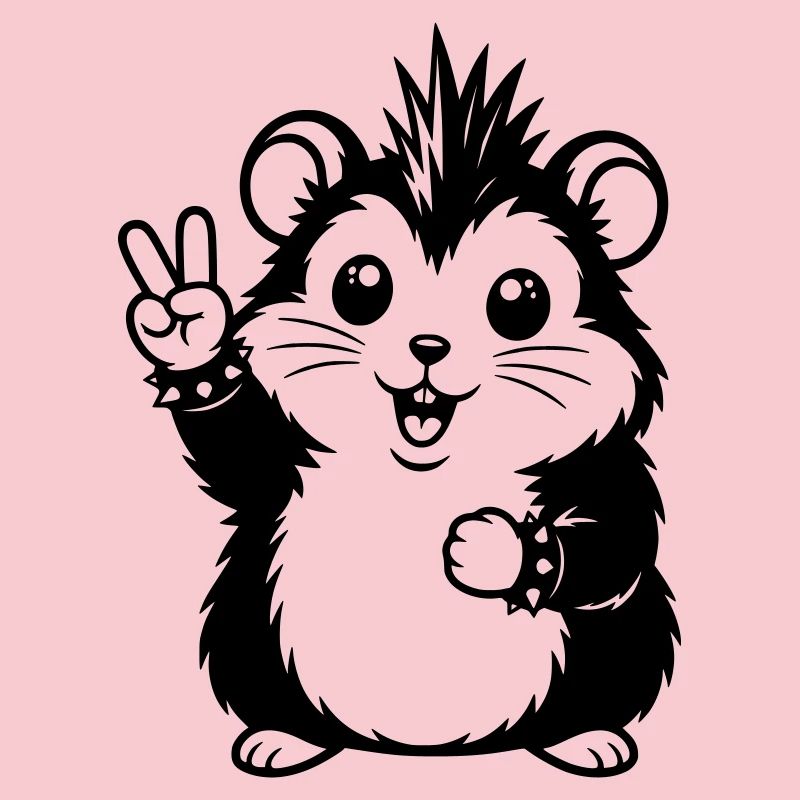 Punker Hamster mit Peace Zeichen
