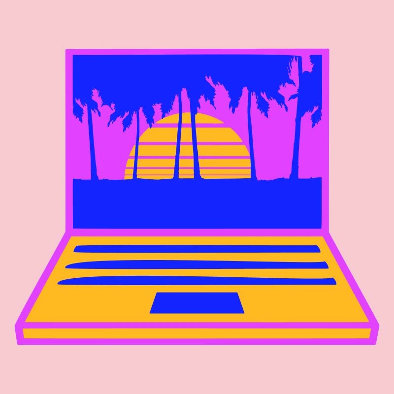 Laptop Computer Screen Palm Trees PC Strip Nerd