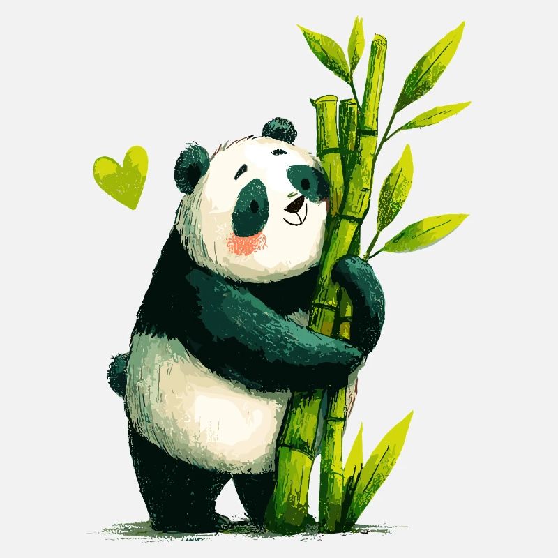 Panda Cuddle with Bamboo