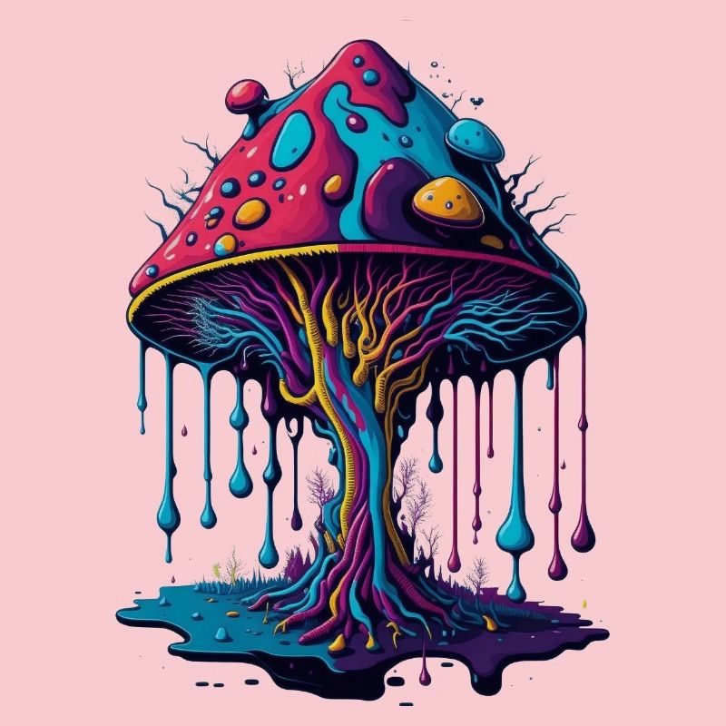 Psychedelischer Leuchtpilz Wald