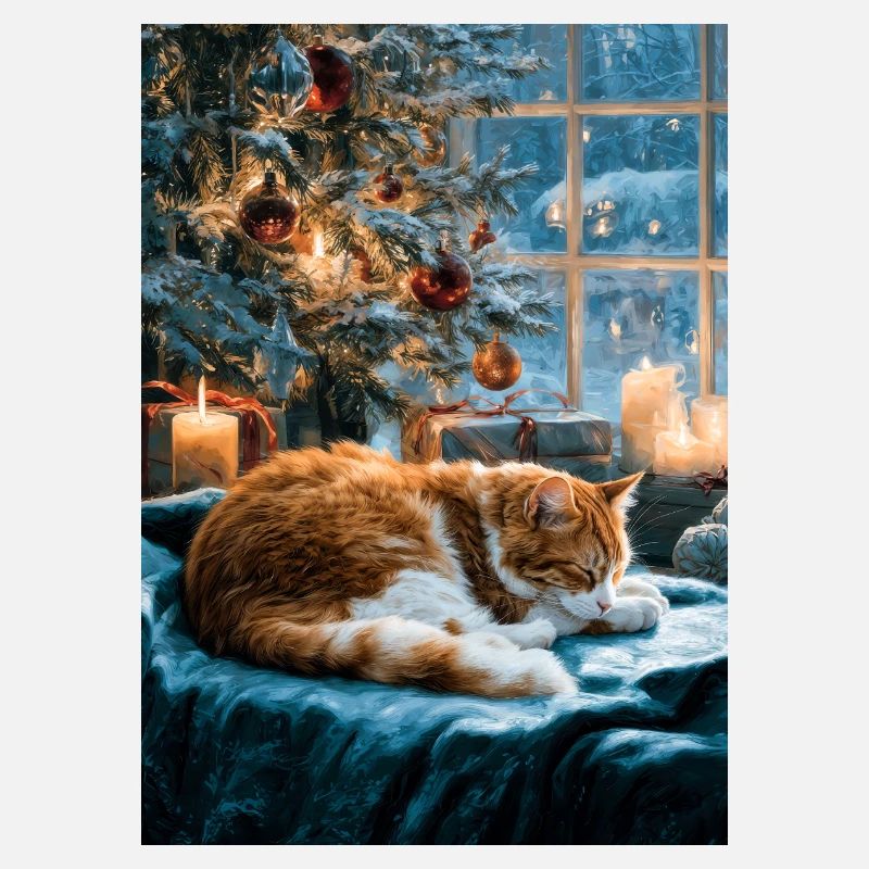 Sieste de chat de Noël douillette