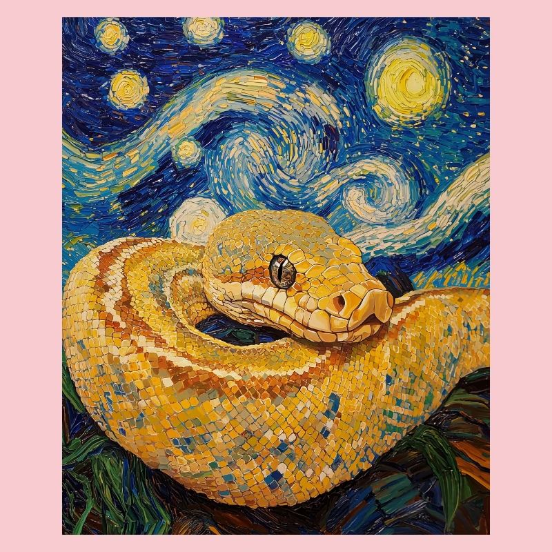 Snake Python Van Gogh Style Starry Night