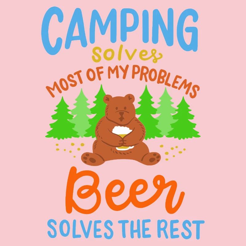 Funny Camping Bear Beer Solves Problems Art