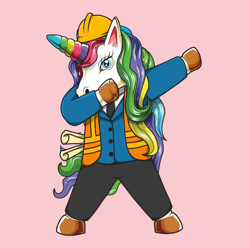 Dabbing Unicorn Engineer Construction Worker