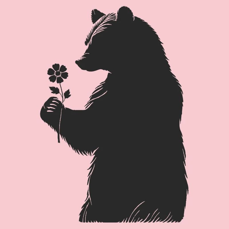Ours doux avec fleur dans le style de la main - silhouette