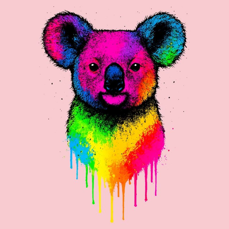 Rainbow Koala Neon Splatter