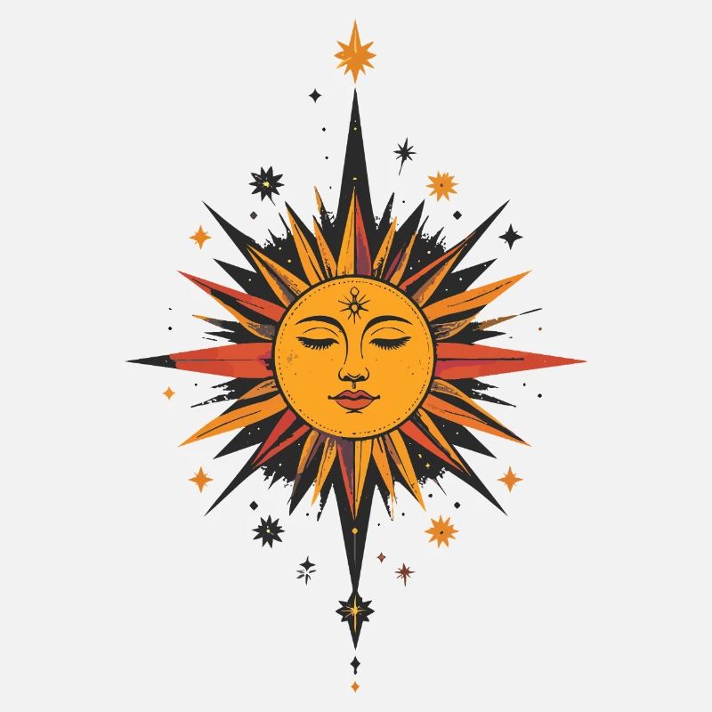 Sun Star Talisman Pattern Sun Moon Stars