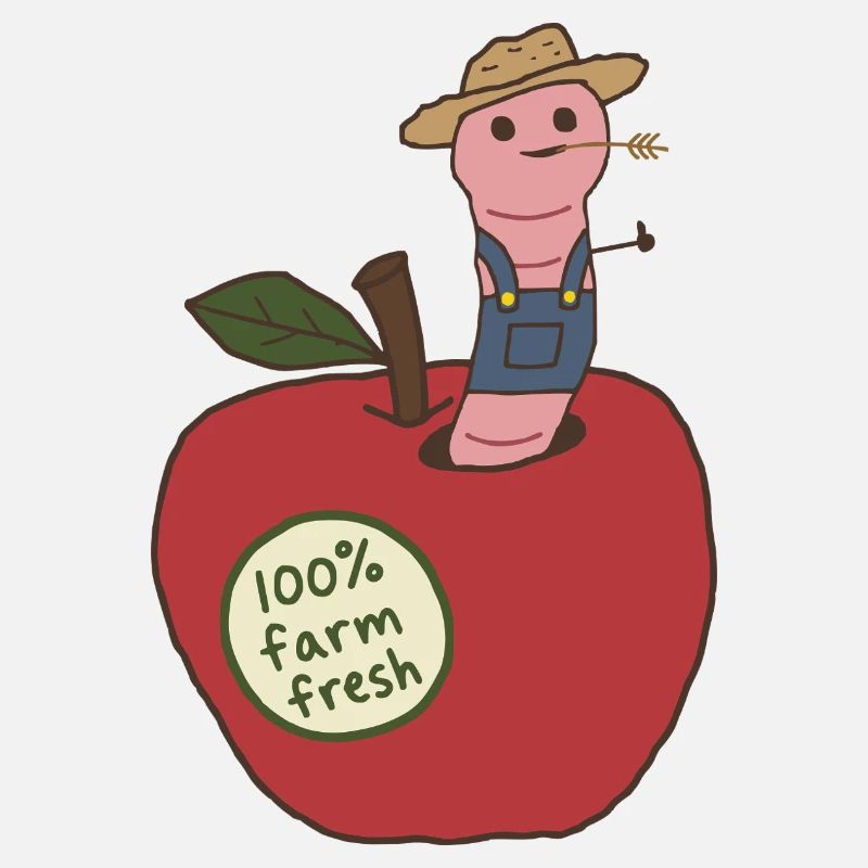 Vers de ferme sur le verger de pommiers