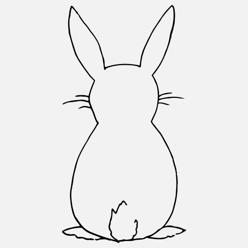 Cute Rabbit in Back View - Black