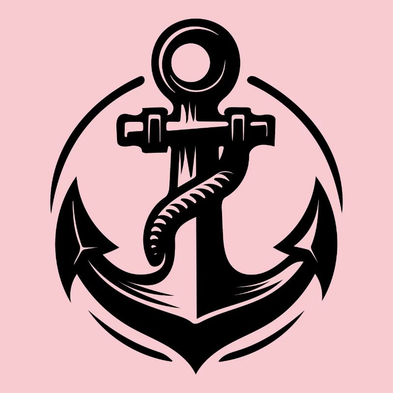 Old wet anchor with thick rope