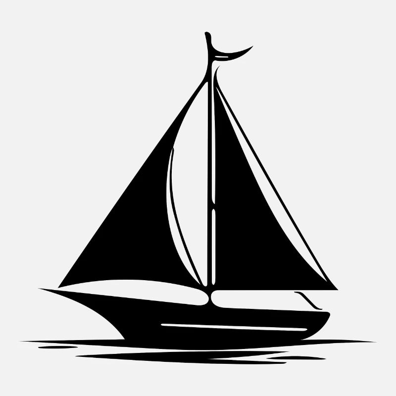 Fast sailboat with set sails