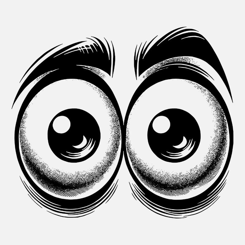 Funny eyes with a fixed gaze