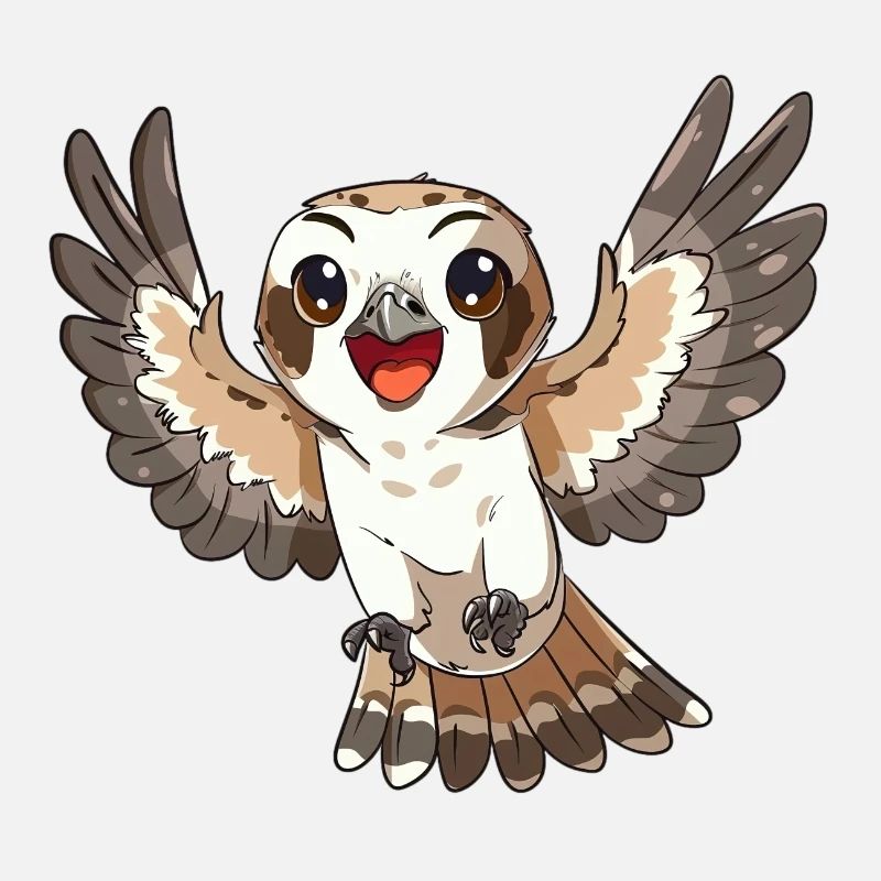 Faucon joyeux déployant les ailes