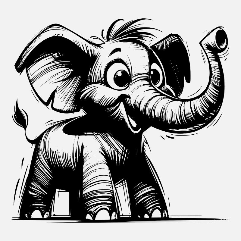 Bébé éléphant avec une énorme trompe