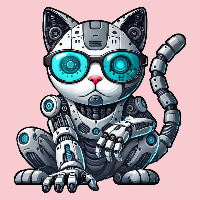 Cool Cats Cyborg Mech Comic Illustration