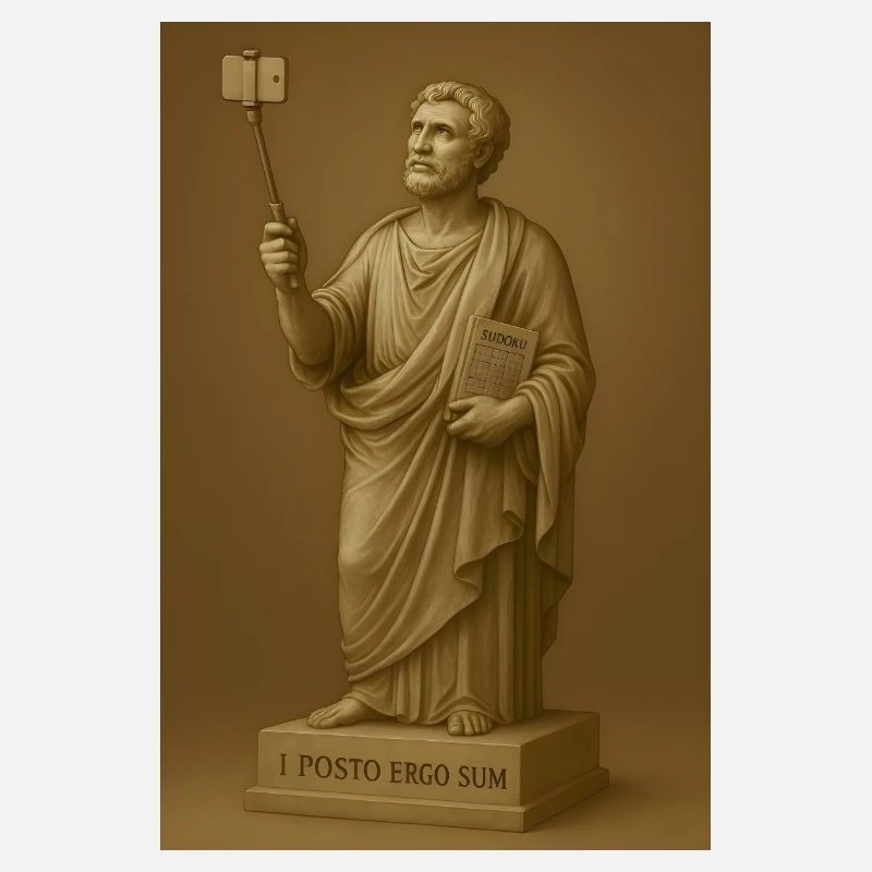 Philosophe baroque avec perche à selfie