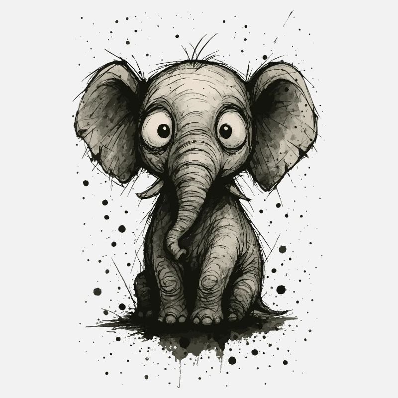 Funny elephant with big ears – comic strip splash