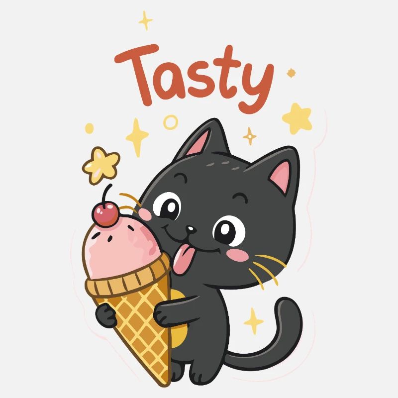 Chat gourmand et crème glacée
