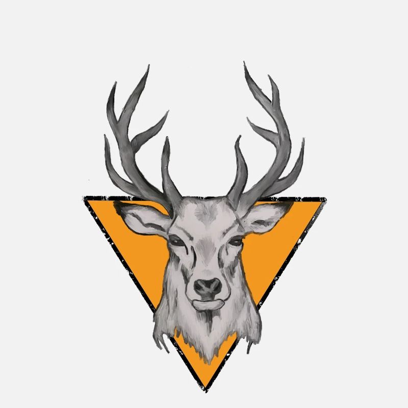 Deer head in orange triangle