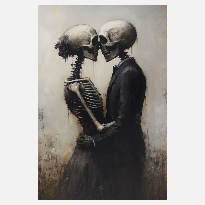 Couple squelette dans le brouillard