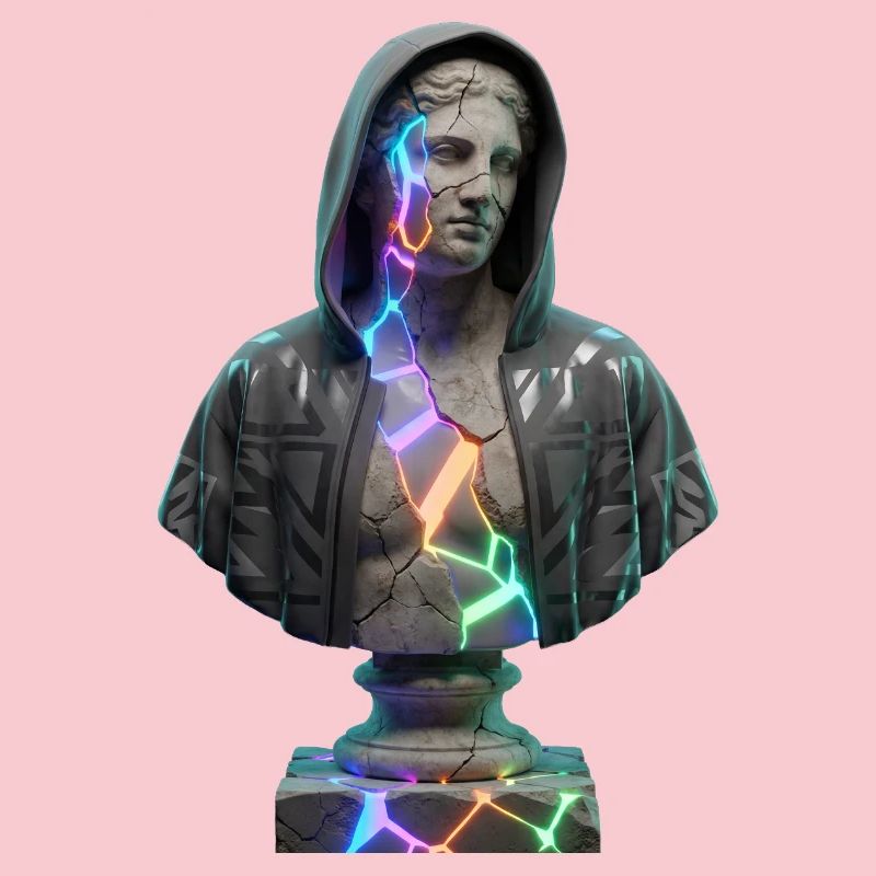 Neon Cracks Pullover Hoodie Statue