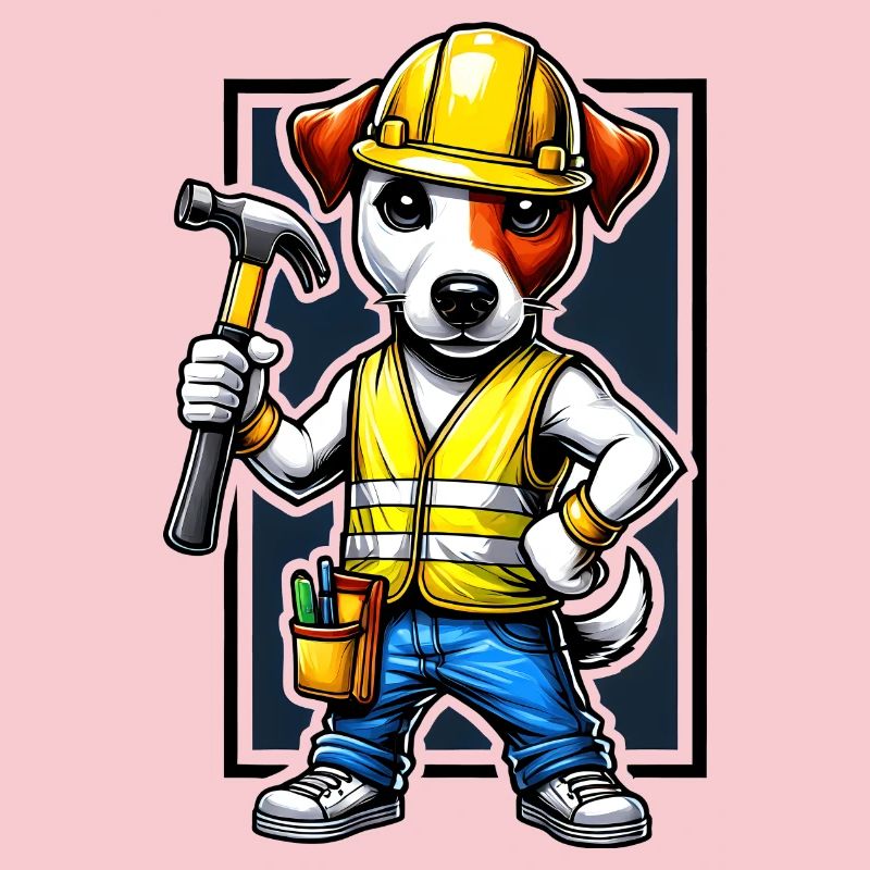 Jack Russell Terrier construction worker