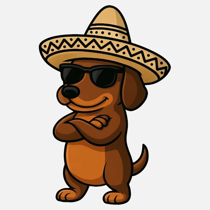 Teckel cool avec sombrero déterminé
