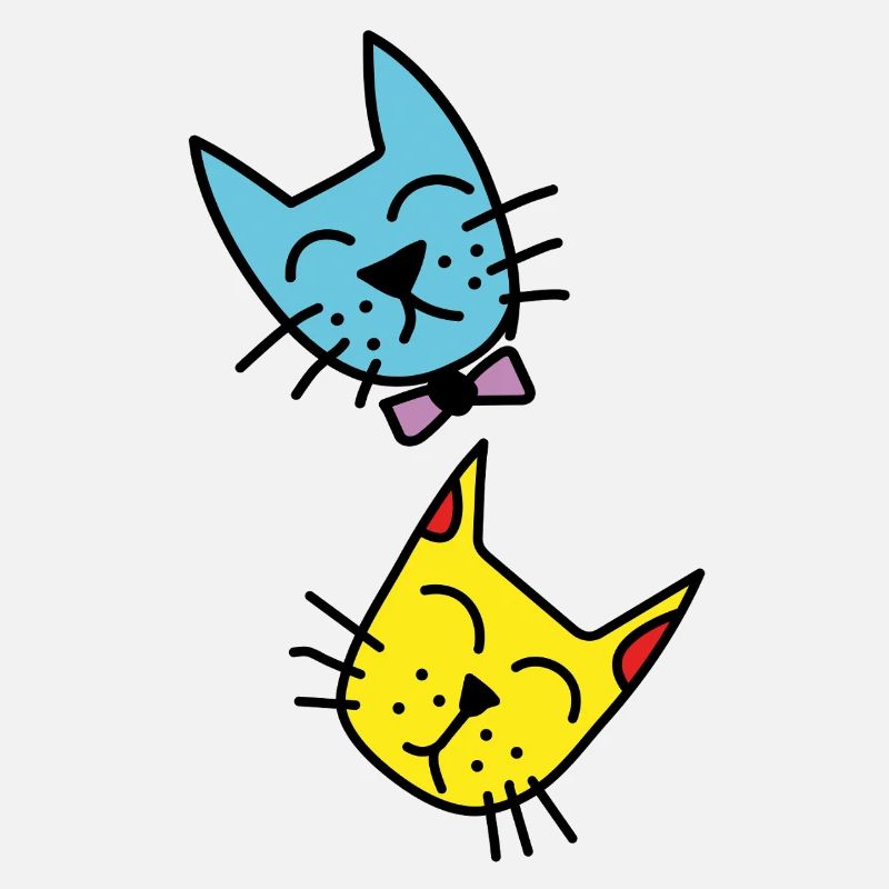 Duo de chats couleurs pastel
