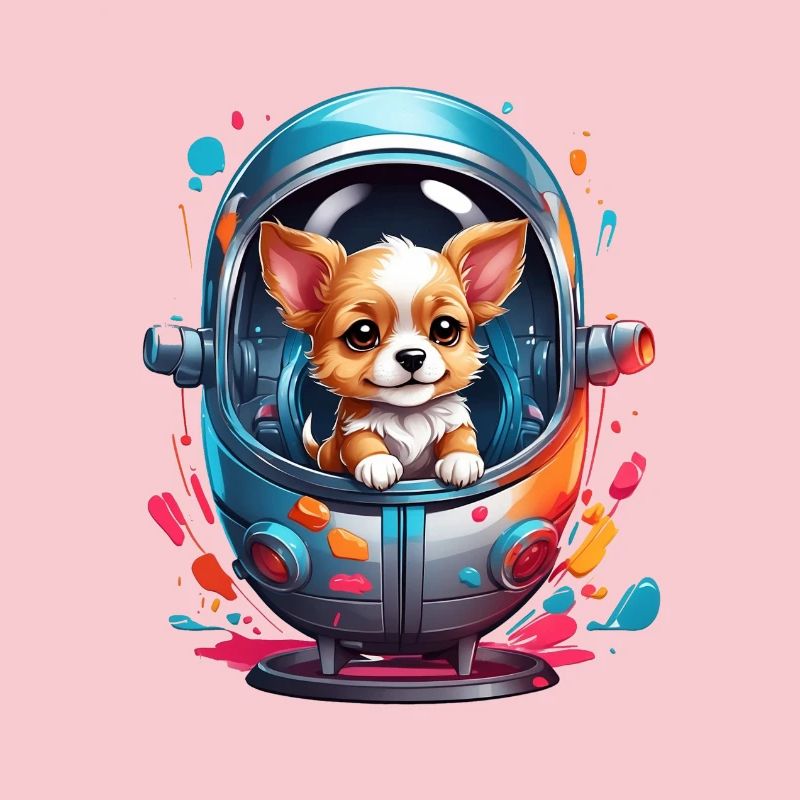 Chiot de l’espace en combinaison spatiale