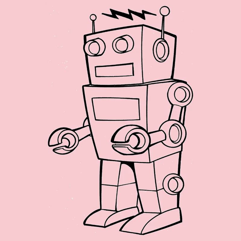 Robot Vintage Sketch Design