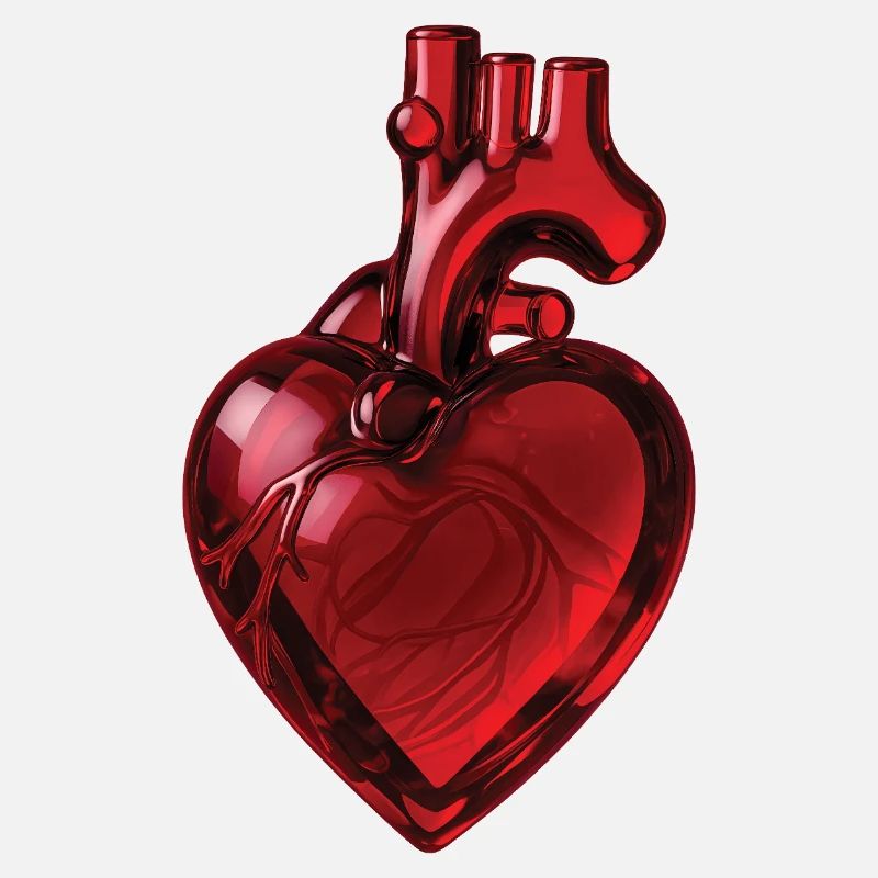 RUBY GLASS HEART - peace & love