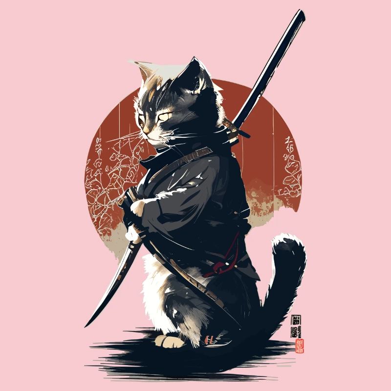 Kawaii Neko Samurai : chat samouraï
