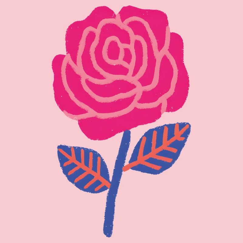 Ruby rose with blue leaves