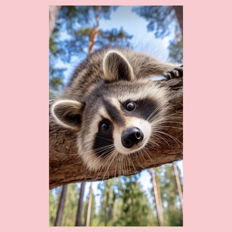 Curious Raccoon on Tree Limb