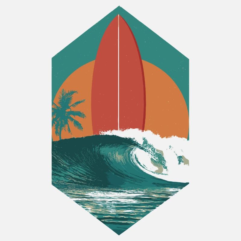 Sunset Surfboard Retro Wave