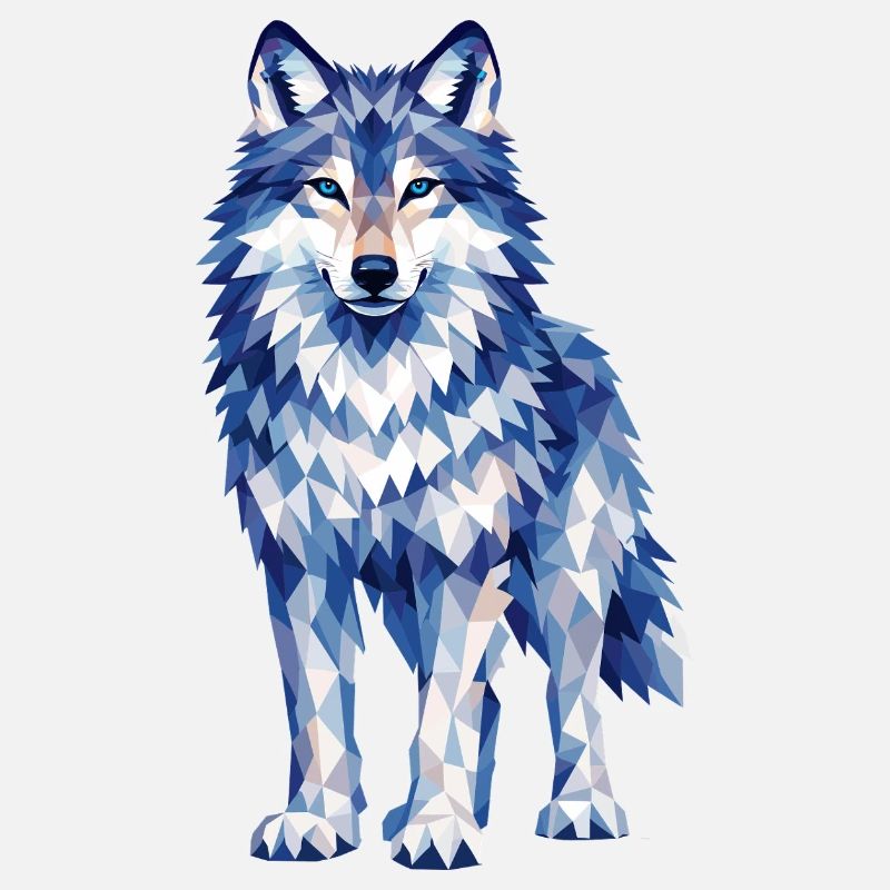 Motif moderne de loup polygonal dans des tons de bleu