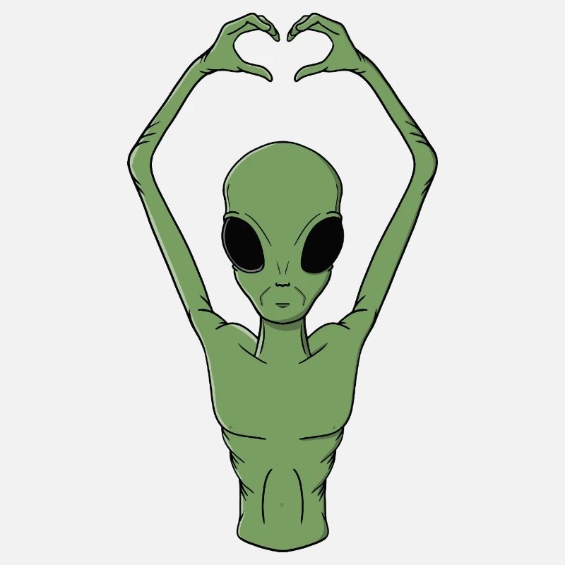 Alien-Herz-Pose