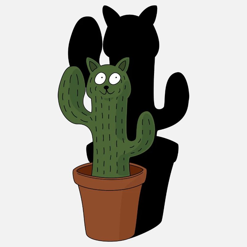 Chat comme cactus dans un pot de fleurs avec de l’ombre