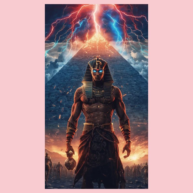 Pharaon du Tonnerre devant la pyramide