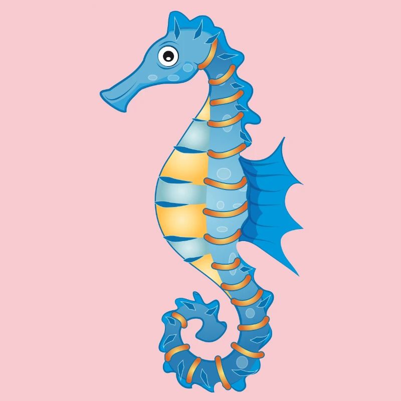 mignon hippocampe bleu dans le style comique