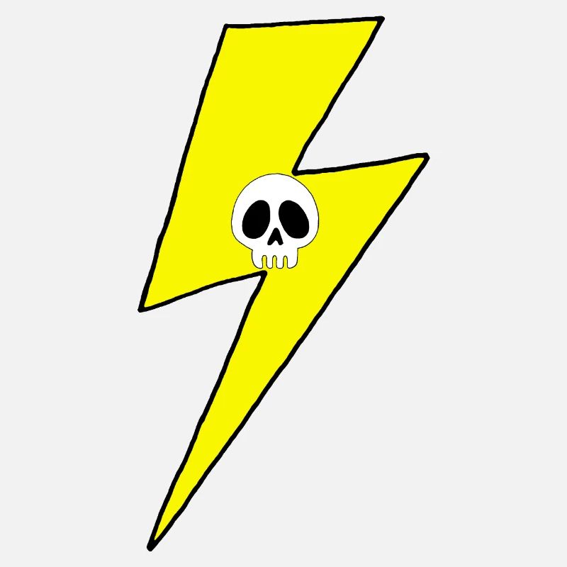 Yellow lightning bolt with white skull