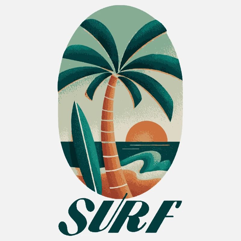 Palmier de surf et plage