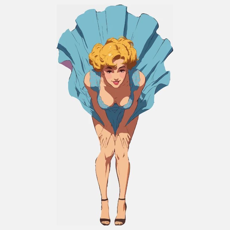Pin-up-Mädchen mit aufblasendem Sommerkleid