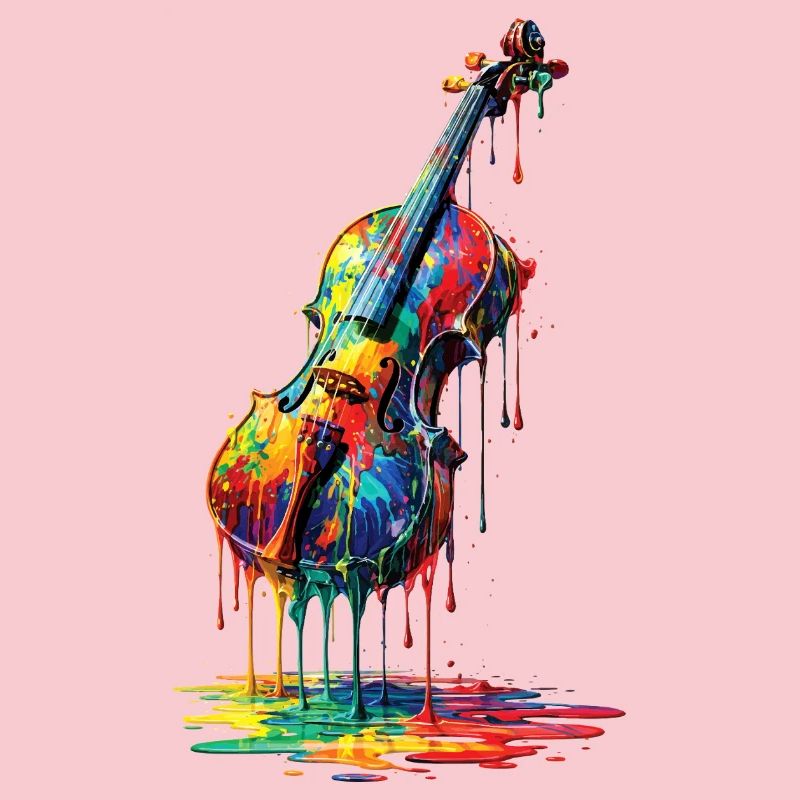 Violin with dripping paint