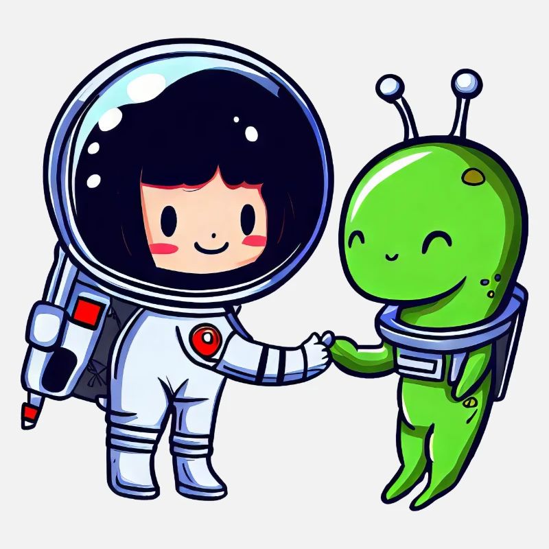 Greeting in Space: Alien & Astronaut Handshake