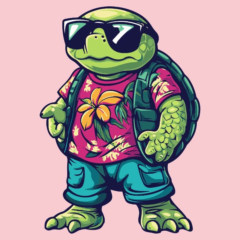 Turtle Comic Cool Summer