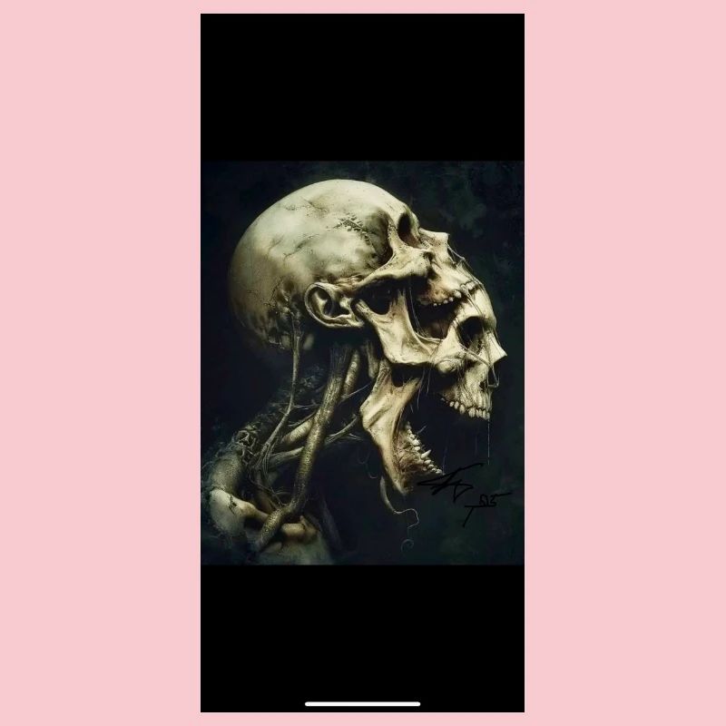 Skeleton head with howling face